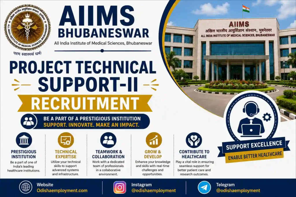 AIIMS Bhubaneswar Project Technical Support-II Recruitment 2026: Apply Now, Age, Salary, Vacancy, Eligibility, Dates in Odisha