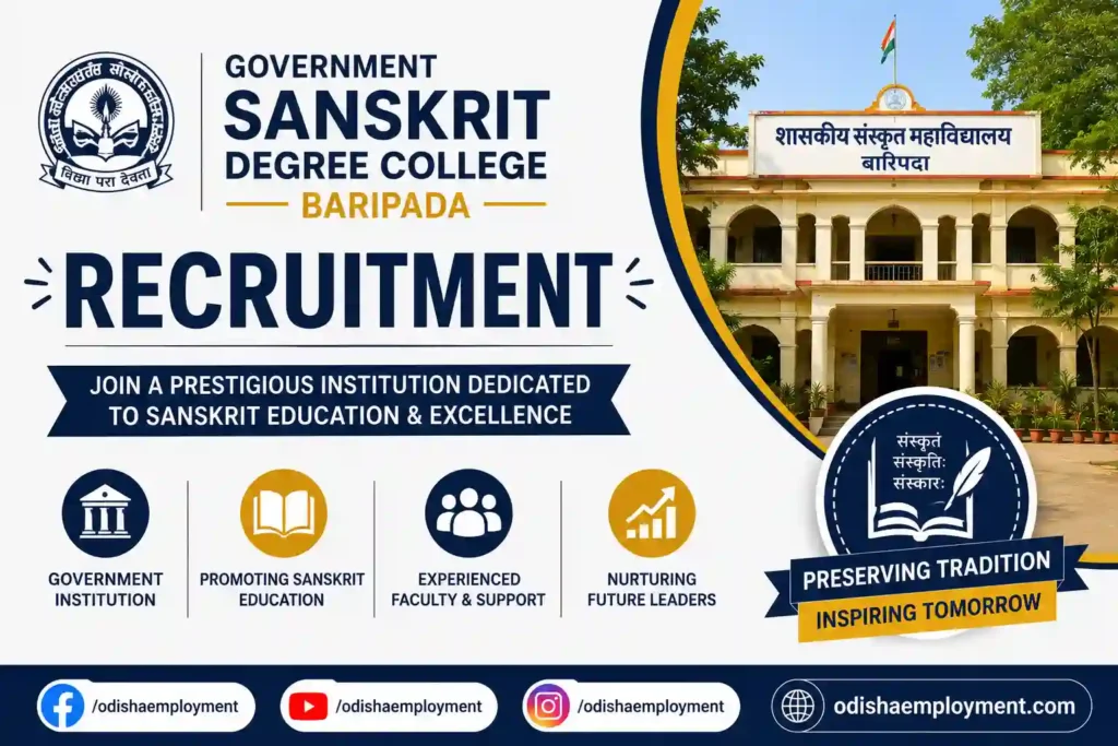 Government Degree Sanskrit College Baripada Recruitment 2026 | Guest Faculty Walk-in Interview