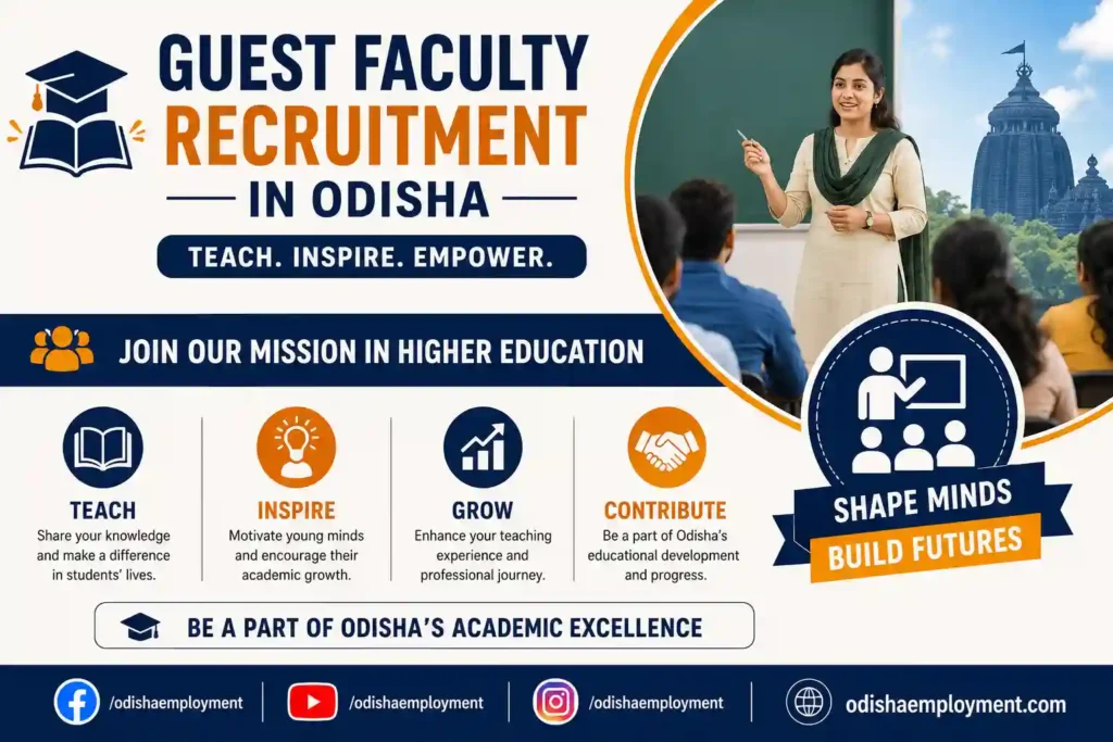 Guest Faculty Recruitment in Odisha 2026 | Guest faculty jobs in Odisha