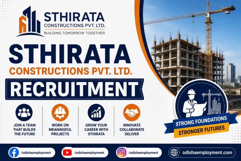 Sthirata Constructions Pvt Ltd Recruitment 2026 | Walk-in Interview for Supervisor, Accounting & Cook Posts